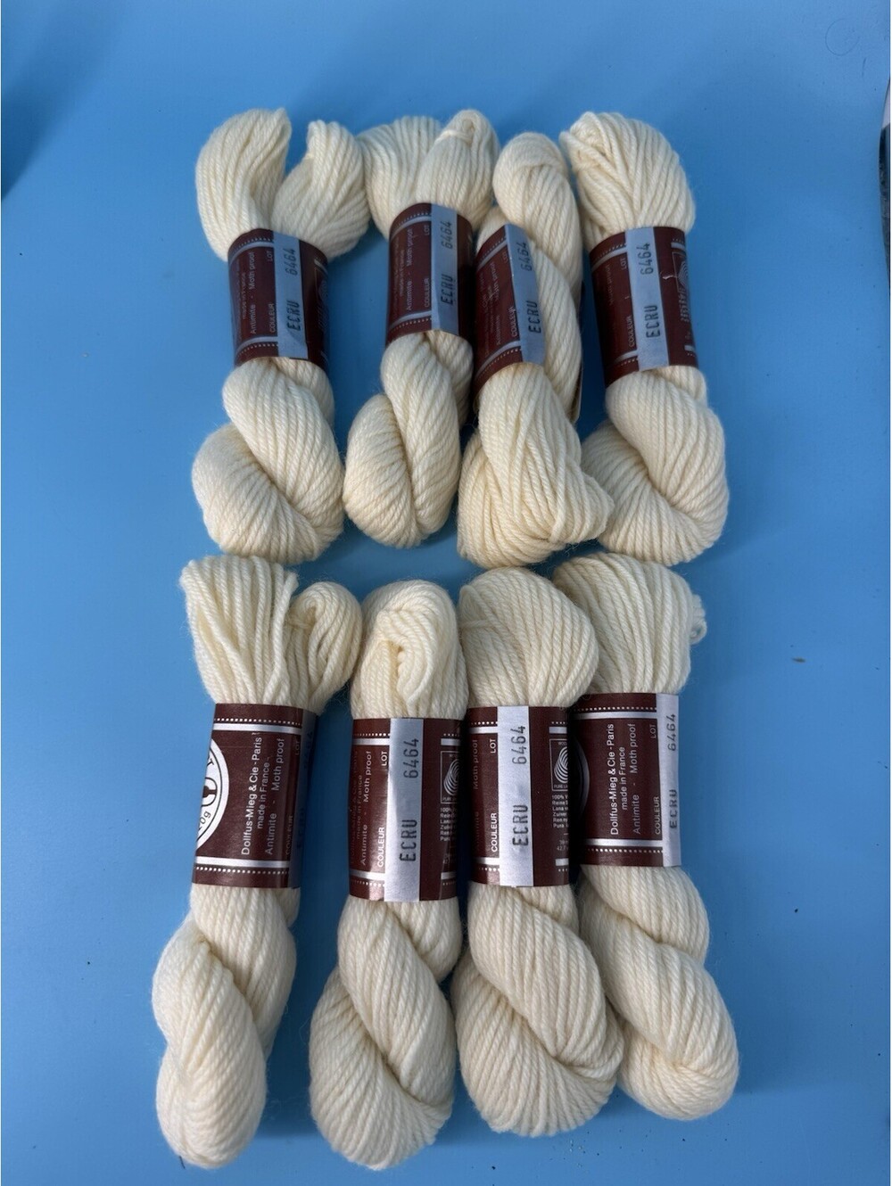 8 DMC Laine Colbert Tapestry Wool Yarn Ecru 6464 Same Dye Lot 42.7 Yd